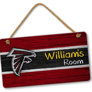 Personalized Name NFL Football Atlanta Falcons Bedroom Door and Wall Hanging Sign, Custom Room Sign, Room Decor
