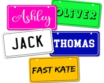 Custom Personalized 3"x6" Mini License Plate Sign. Solid Color or You Provide the Design. For Kid's Bikes, Scooters, Wheelchairs, or Display