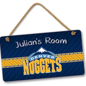 Personalized Name NBA Basketball Denver Nuggets Bedroom Door and Wall Hanging Sign, Custom Room Sign, Room Decor