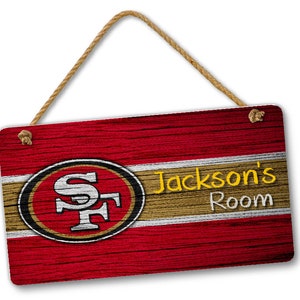 Personalized Name NFL Football San Francisco 49ers Bedroom Door and Wall Hanging Sign, Custom Room Sign, Room Decor