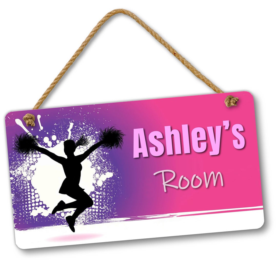 Cheerleading Personalized Name Bedroom Door and Wall Sign, Custom Room