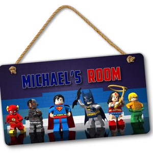 Kids Personalized Name Superheroes Bedroom Door and Wall Hanging Sign, Custom Room Sign, Room Decor