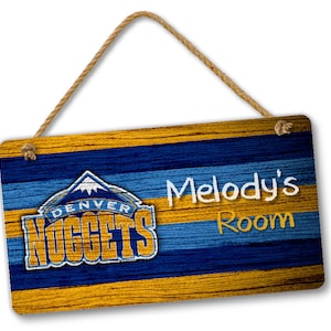 Personalized Name NBA Basketball Denver Nuggets Bedroom Door and Wall Hanging Sign, Custom Room Sign, Room Decor