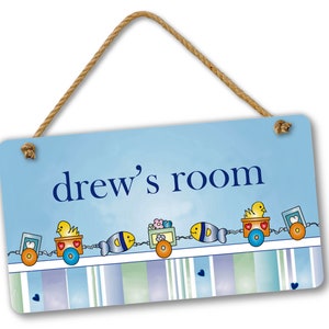 Kids Personalized Name Baby Boy Bedroom Door and Wall Hanging Sign, Custom Room Sign, Room Decor