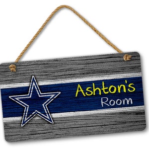Personalized Name NFL Football Dallas Cowboys Bedroom Door and Wall Hanging Sign, Custom Room Sign, Room Decor