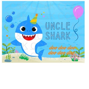 Uncle Shark Birthday Party Pattern SVG and PNG Digital Download