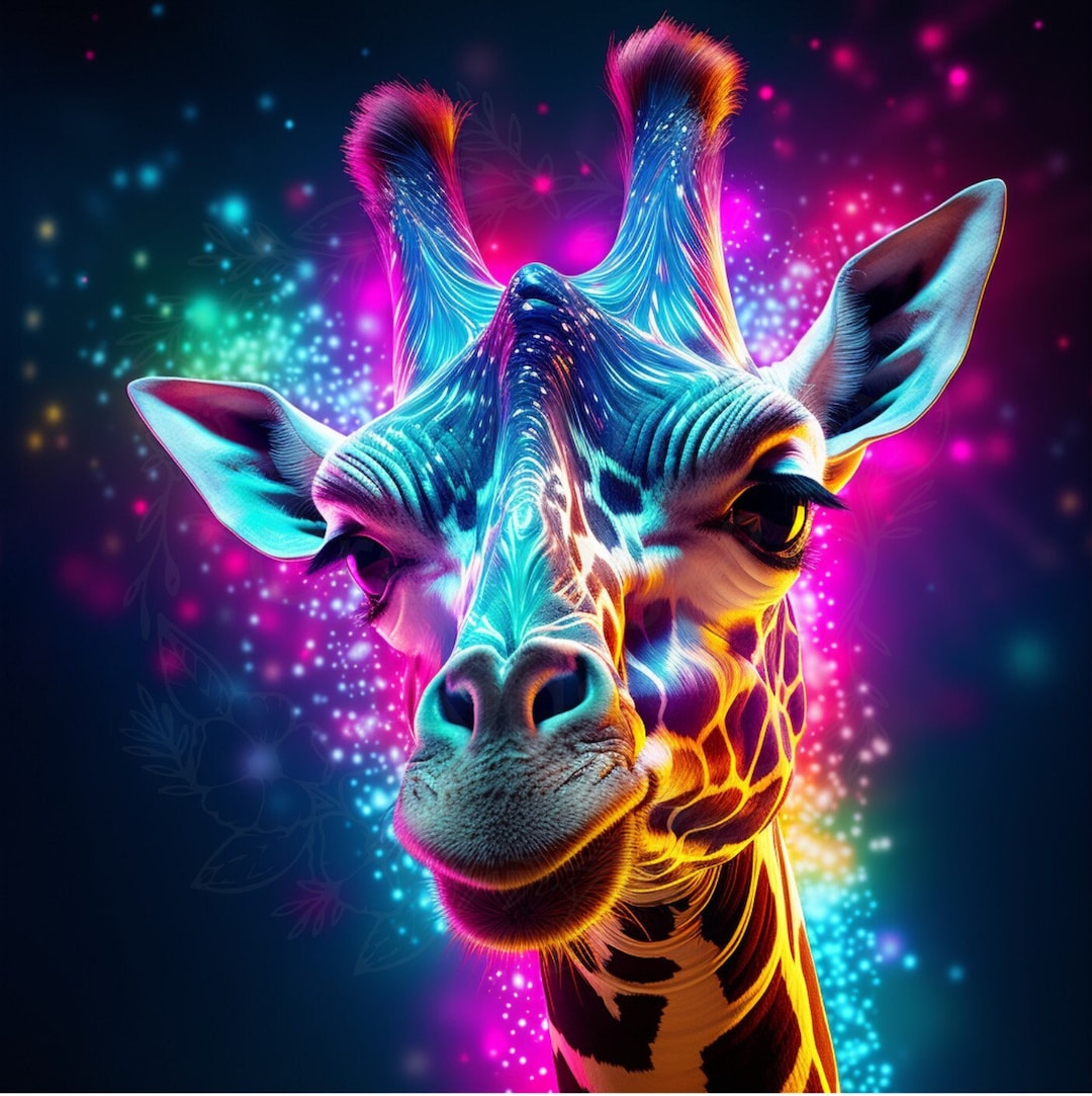 Neon Lights Giraffe Close up SVG PNG - Etsy