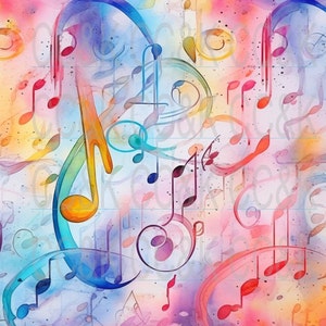 Watergekleurde muzieknoten SVG PNG