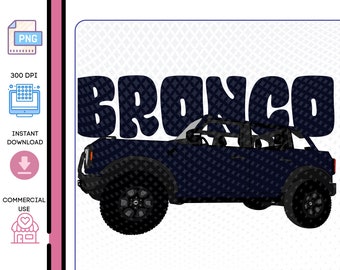 PNG | Bronco Digital Art for Instant Download | Retro | Blue