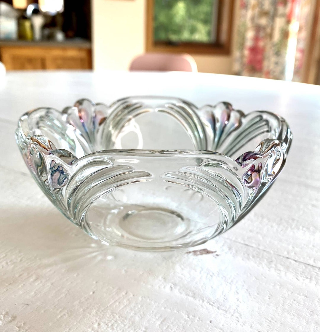 Mikasa French Bouquet Serving Bowl Crystal Clear W/pink Flowers Etsy