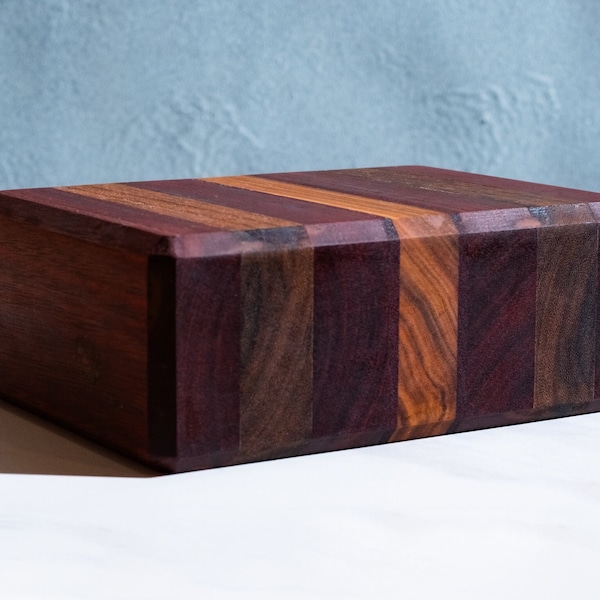 4.75x6.5x2.5 Bar Board | Handcrafted specific for Cocktail | Canary + Purpleheart + Bloodwood + Figured Shedua