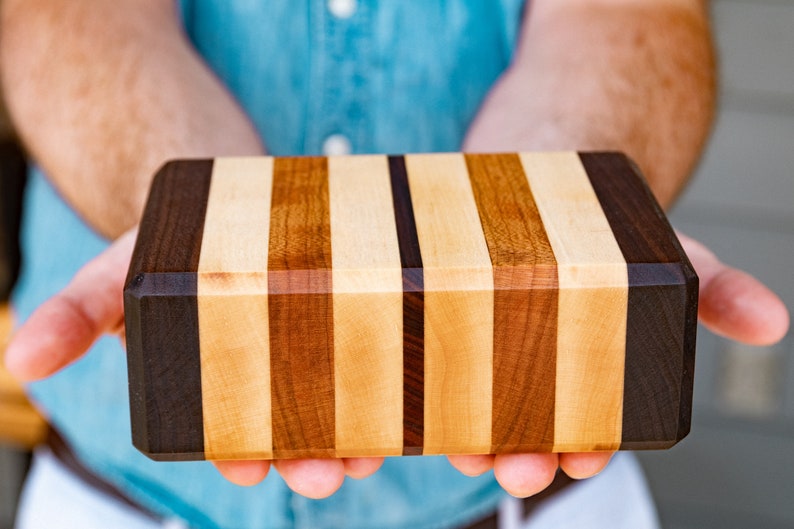 Bar Board 5x7x2.5 Handcrafted specific for Cocktails Cherry Maple Walnut Bolivian Rosewood image 1