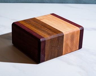 6.5x6x3 Bar Board | Handcrafted specific for Cocktails | Maple + Figured Shedua + Purpleheart
