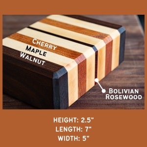 Bar Board 5x7x2.5 Handcrafted specific for Cocktails Cherry Maple Walnut Bolivian Rosewood image 2