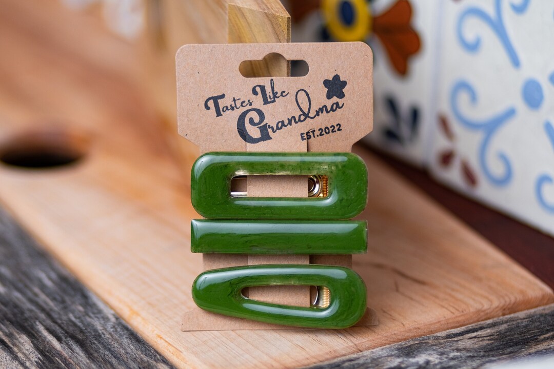 Set of 3 Green Fern Jade Hair Barrettes Resin Hair Barrettes Etsy