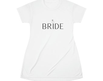 White Bride T-shirt Dress for Bachelorette Party, bride dress bachelorette, bride party, white dress, white tshirt dress, dress for bachelor