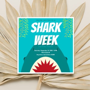 Editable Shark Week Viewing Party Evite, Party Invite, Announcement, Phone Digital Template, Printable Card
