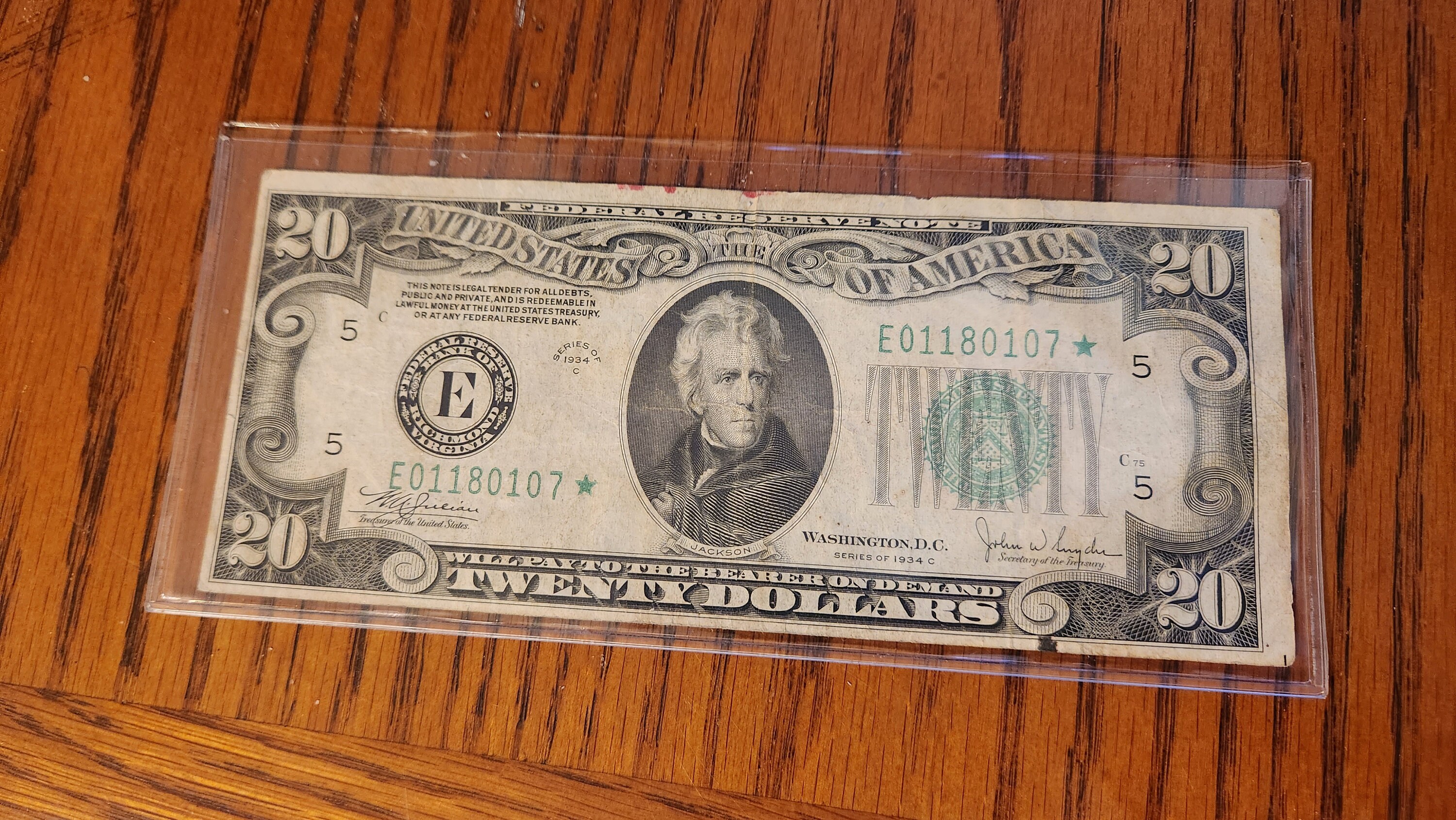 1934 20 Dollar Bill Etsy