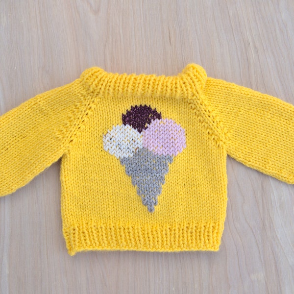 Hand Knit Ice Cream Baby Sweater (0-3 months) – Ready to ship