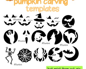 15 HANDRAWN Digital Printable Pumpkin Carving Stencils/Templates