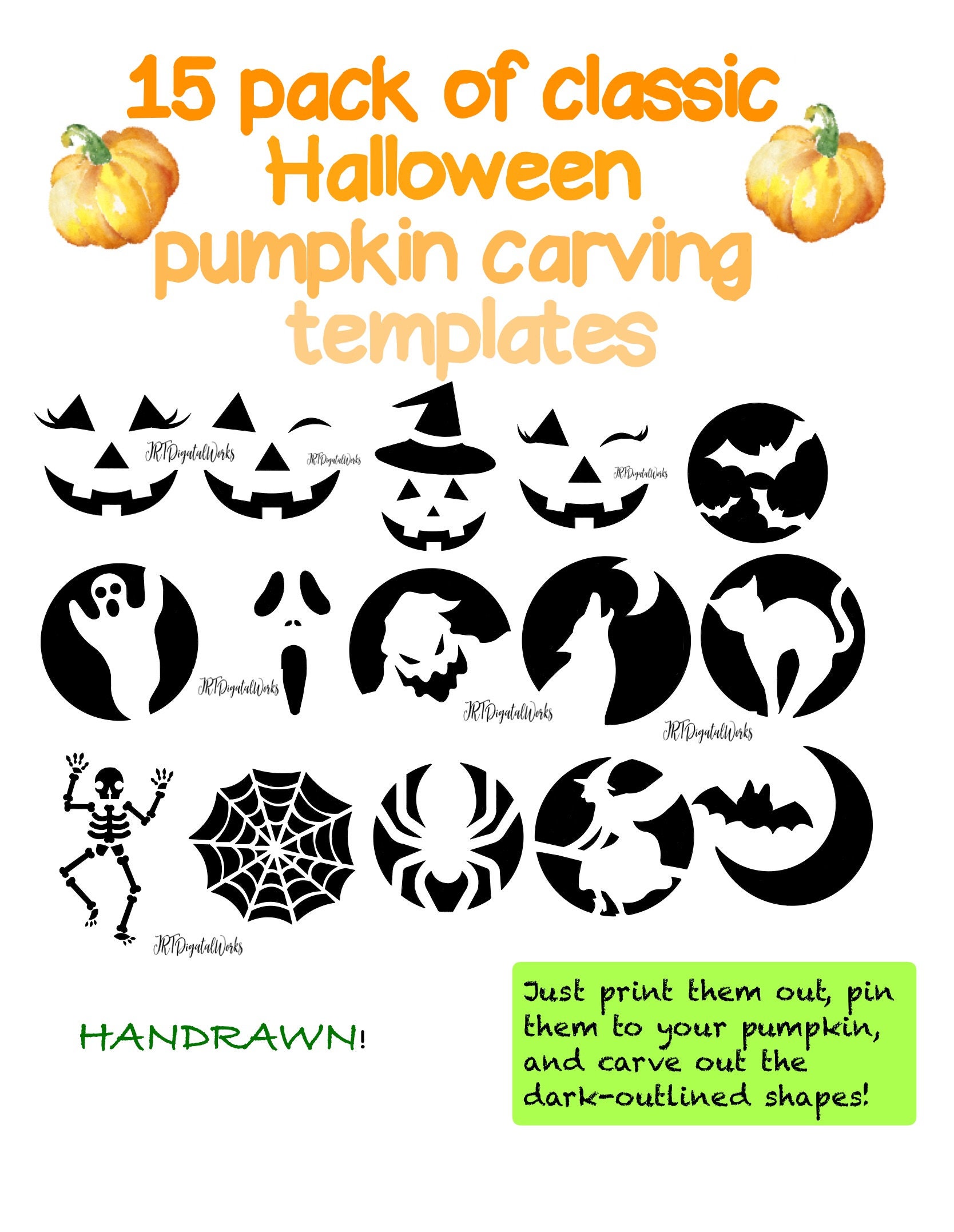 15-handrawn-digital-printable-pumpkin-carving-stencils-templates-etsy