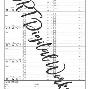 PRINTABLE 5class weekly schedule w/ due dates, class times, minimalistic.Perfect for high school & college students trying to stay on track!