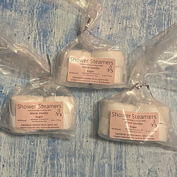 Warm Vanilla Sugar | Handmade Shower Steamers | Organic Shower Melts | All Natural Shower Fizzies | Vanilla | Shower Bomb | Aromatherapy