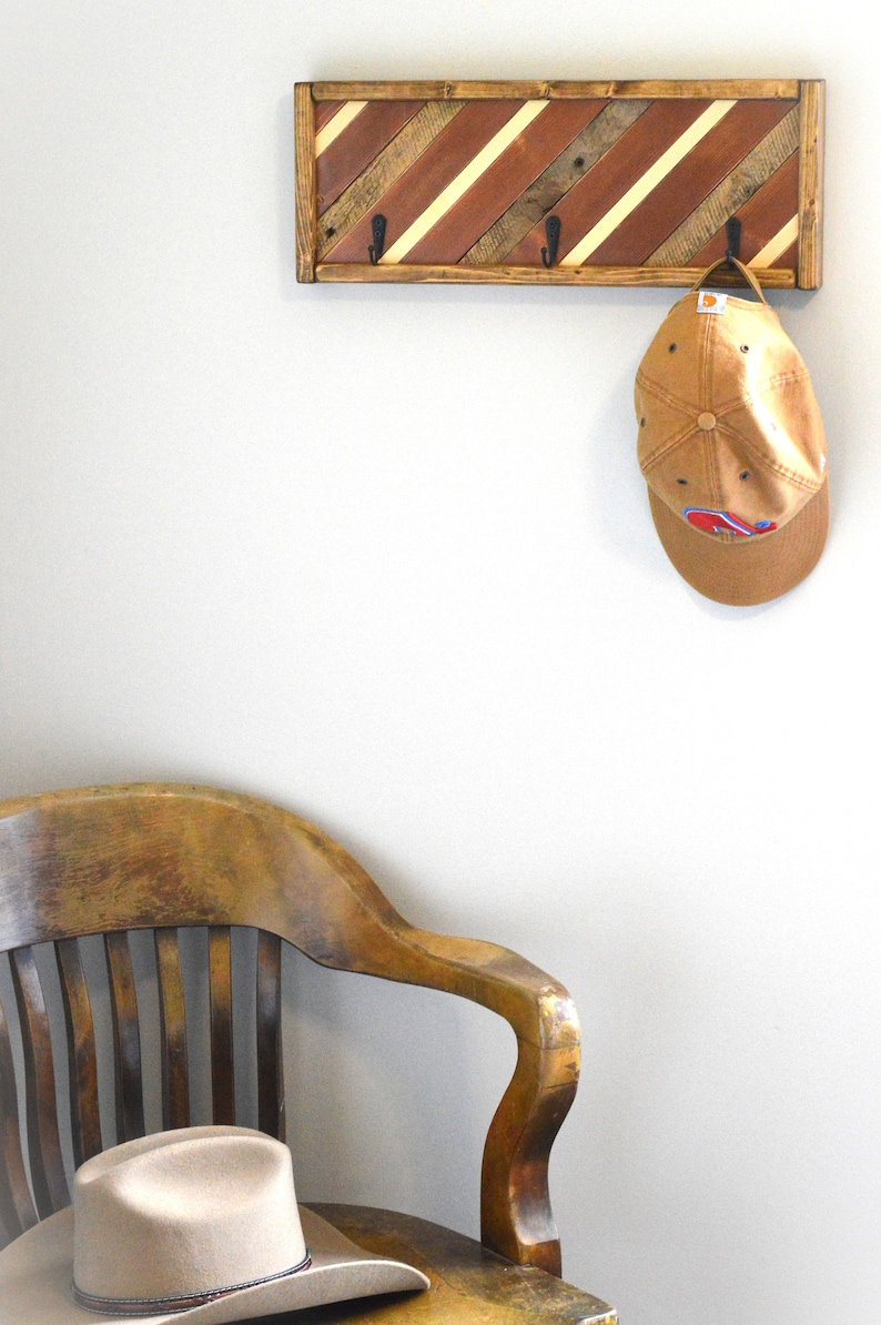 3 Hook Wood Wall Art Rustic Wood Wall Art Wall Hooks Etsy