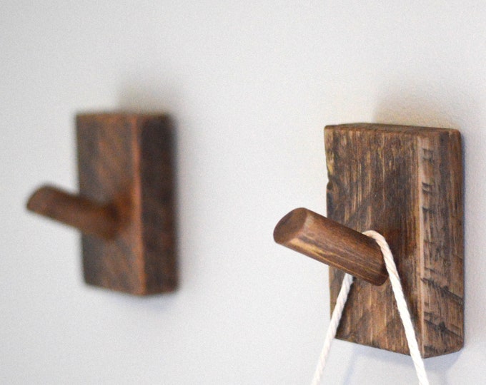 Rustic Reclaimed Wood Wall Hook Western Decor Primitive Coat Hook