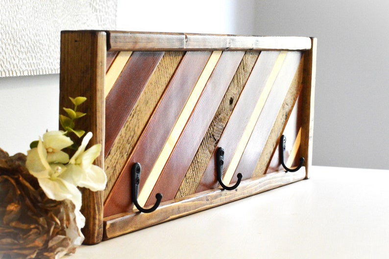 3 Hook Wood Wall Art Rustic Wood Wall Art Wall Hooks Etsy