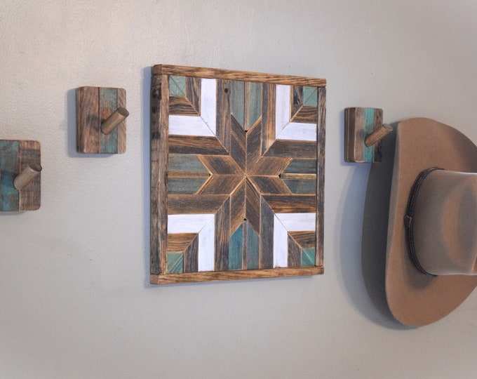 Wood Quilt Block Barn Quilt Rustic Wood Wall Art Western Decor ...