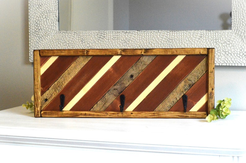 3 Hook Wood Wall Art Rustic Wood Wall Art Wall Hooks Etsy