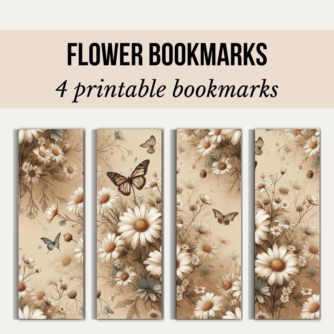 Butterfly Daisy Printable Bookmarks (PDF) - Etsy