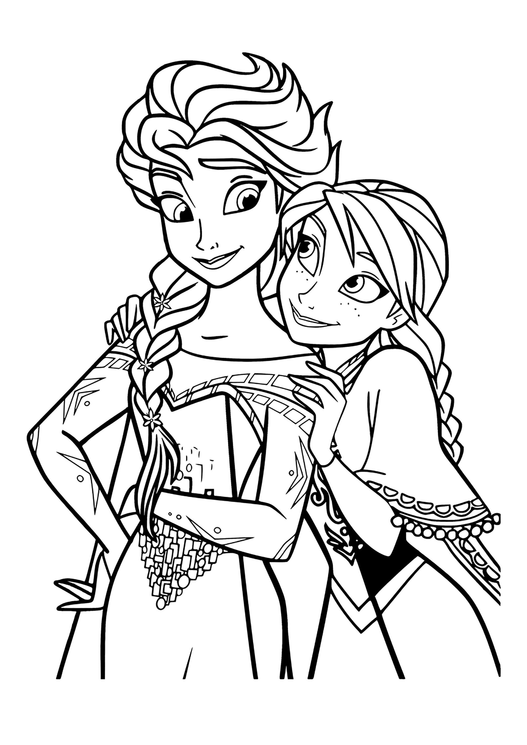 Frozen - Anna and Elsa - coloring page Frozen - Anna and Elsa - coloring page