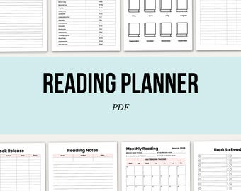 Reading Planner Printable, Book Tracker PDF, Reading Log, Book Journal, TBR List, Instant Download, Book Lover Gift