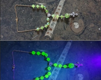 Car Rosary Genuine Uranium glass defender vaseline beads jewelry #24038