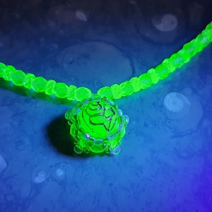 Czech Uranium glass necklace vaseline glass beads vintage jewelry #23002
