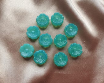 Uranium glass Hibiscus beads 14x6 mm 10pcs/lot