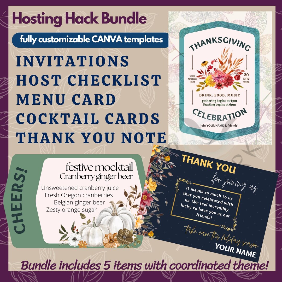 Thanksgiving Host Printable Download, Customizable Menus and ...