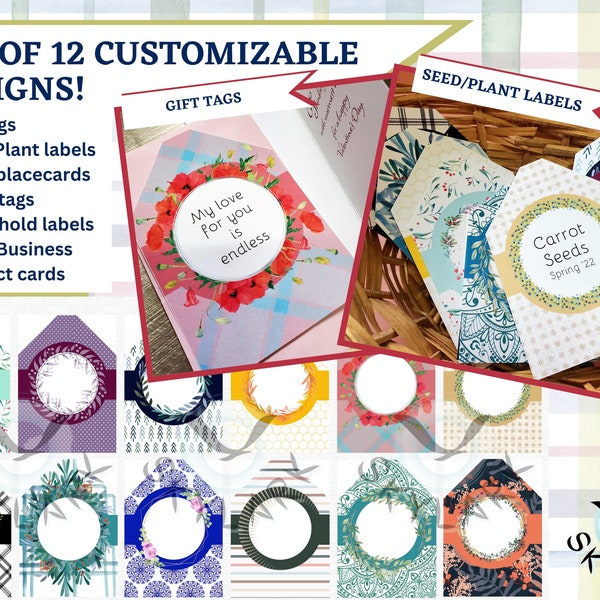table place setting cards template Editable & Printable Labels - Bundle of 12, Digital Download, Custom Favor Tag template