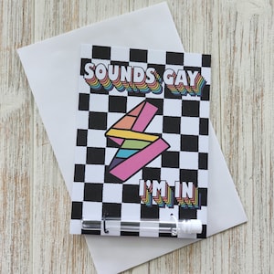Klingt Gay I'm In Postkarte, 420er Karte mit Gelenkhalter, Pride, LGBTQ Karte, Stoner, lustige Karte, Cannabis Zubehör, Retro Grußkarte,
