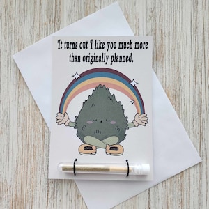I like you more 420 Grußkarte mit Gelenkhalter, Stoner, Marihuana Zubehör, Ganja Blatt, Valentinstag Karte, Cannabis Geschenk