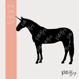 Plotter file unicorn warmblood, horse fantasy, digital download (svg, png, jpg, dxf)