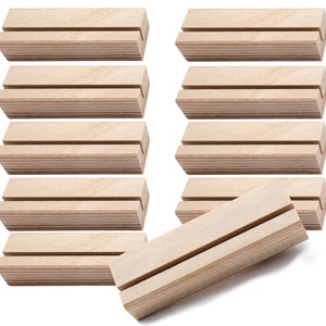 Pack of 10 BO LIFE birch multiplex place card holders - wooden stands for photos and menus - wedding decoration, photo holder wood, event card stand