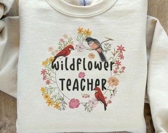 Wildflower Teacher Boho Flowers Png, Teach Them Love Them Watch Them Grow Png, Spring Boho Wildflowers Png, Teacher Appreciation