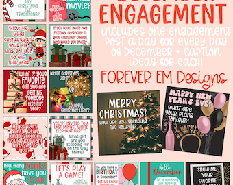 December Social Media Engagement Bundle - Digital Download - Small Business Interactive Graphics