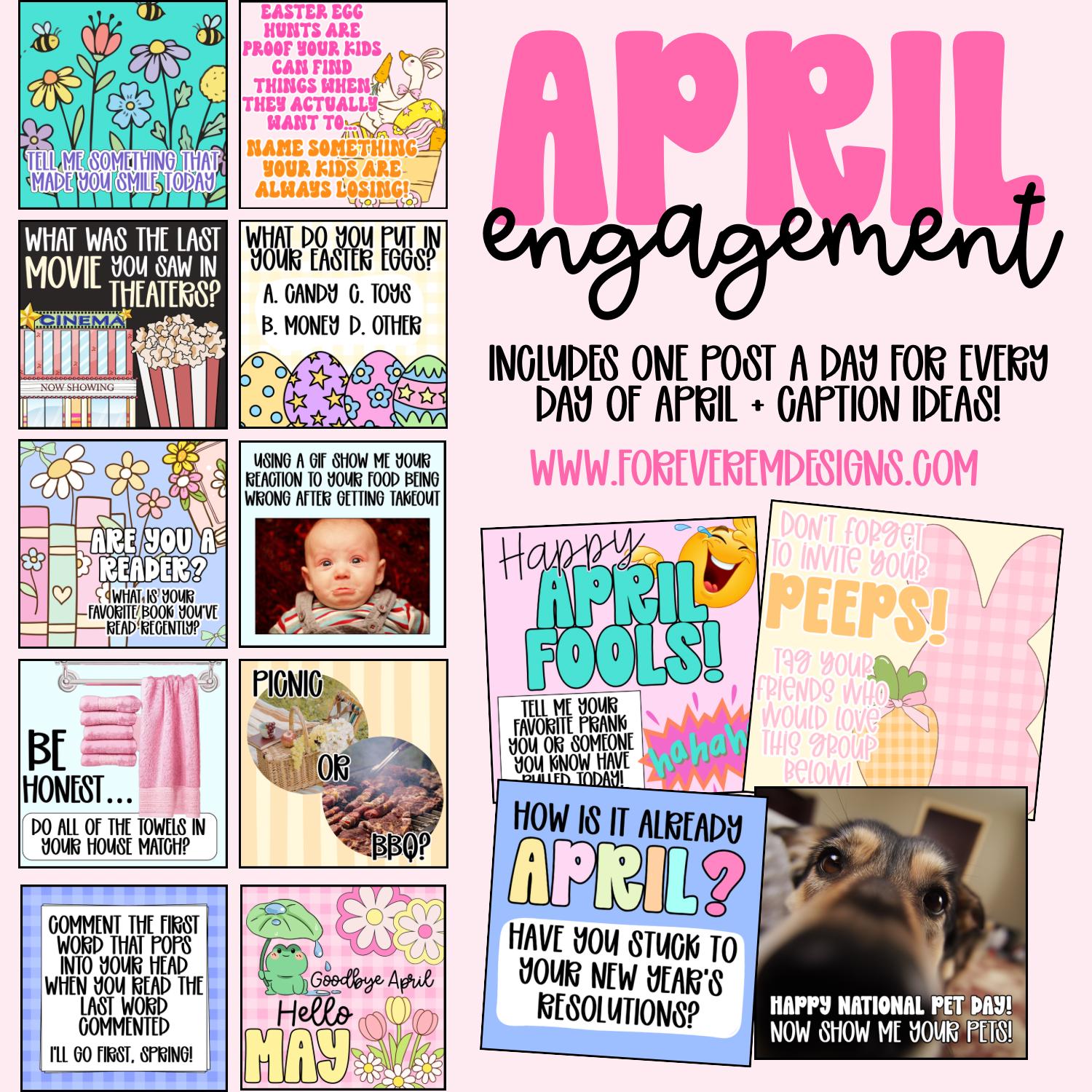 April Social Media Engagement Bundle - Digital Download - Small ...