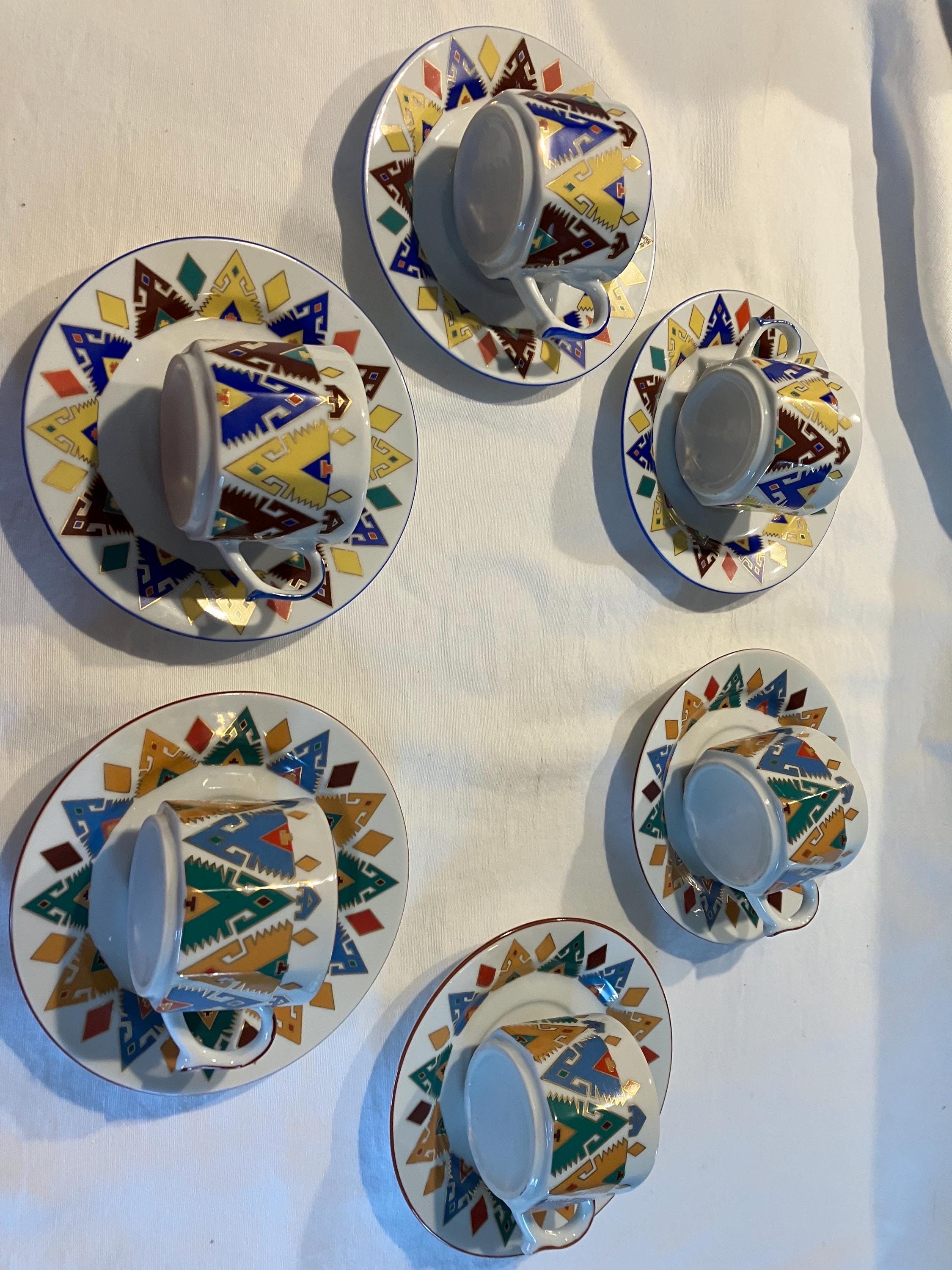Set of 6 “kutahya Pattern” Espresso Cups and Saucers - Etsy