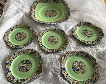 coronet England Floral and Paisley dessert/cake set
