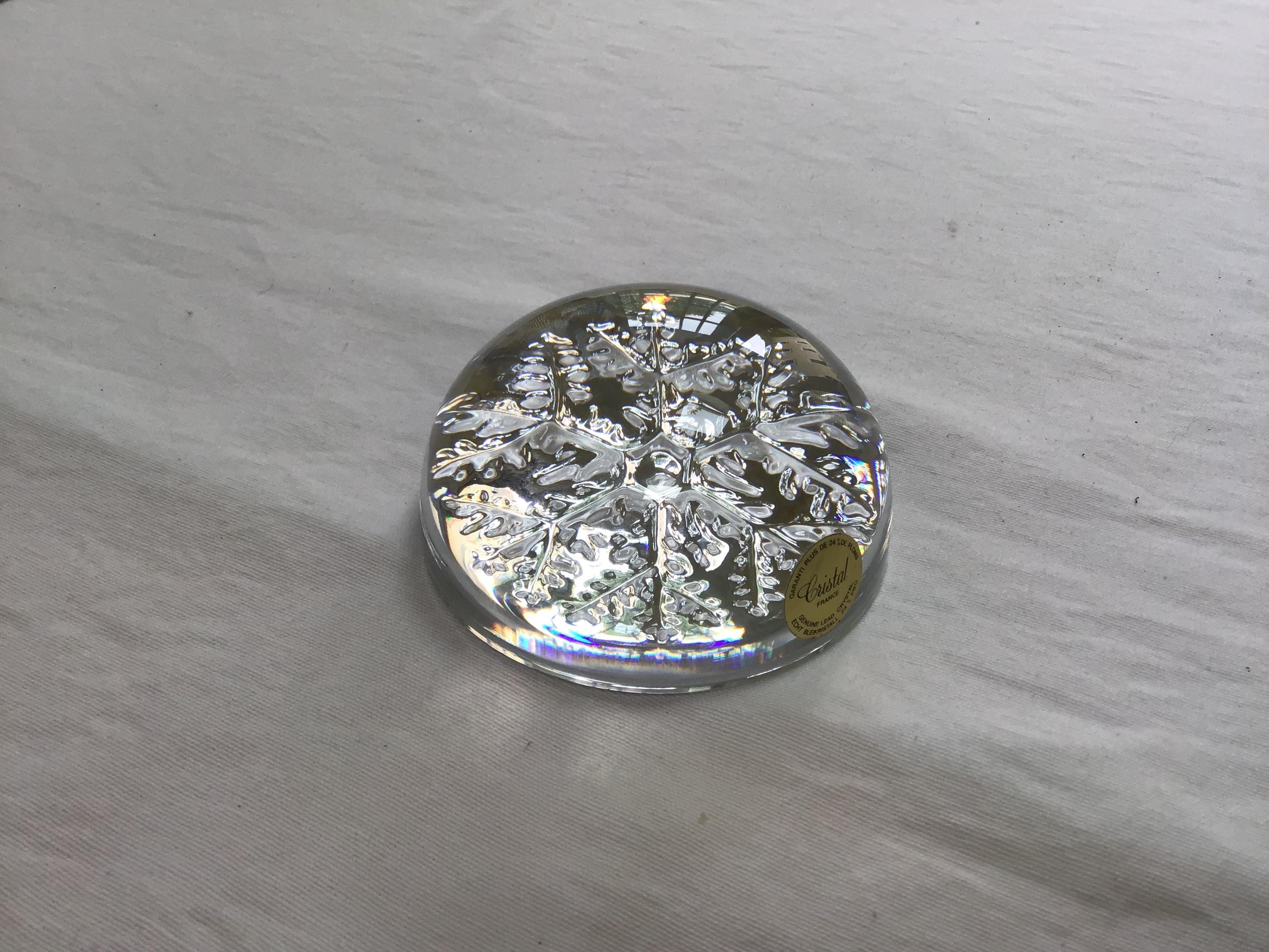 French Crystal Snowflake Paperweight